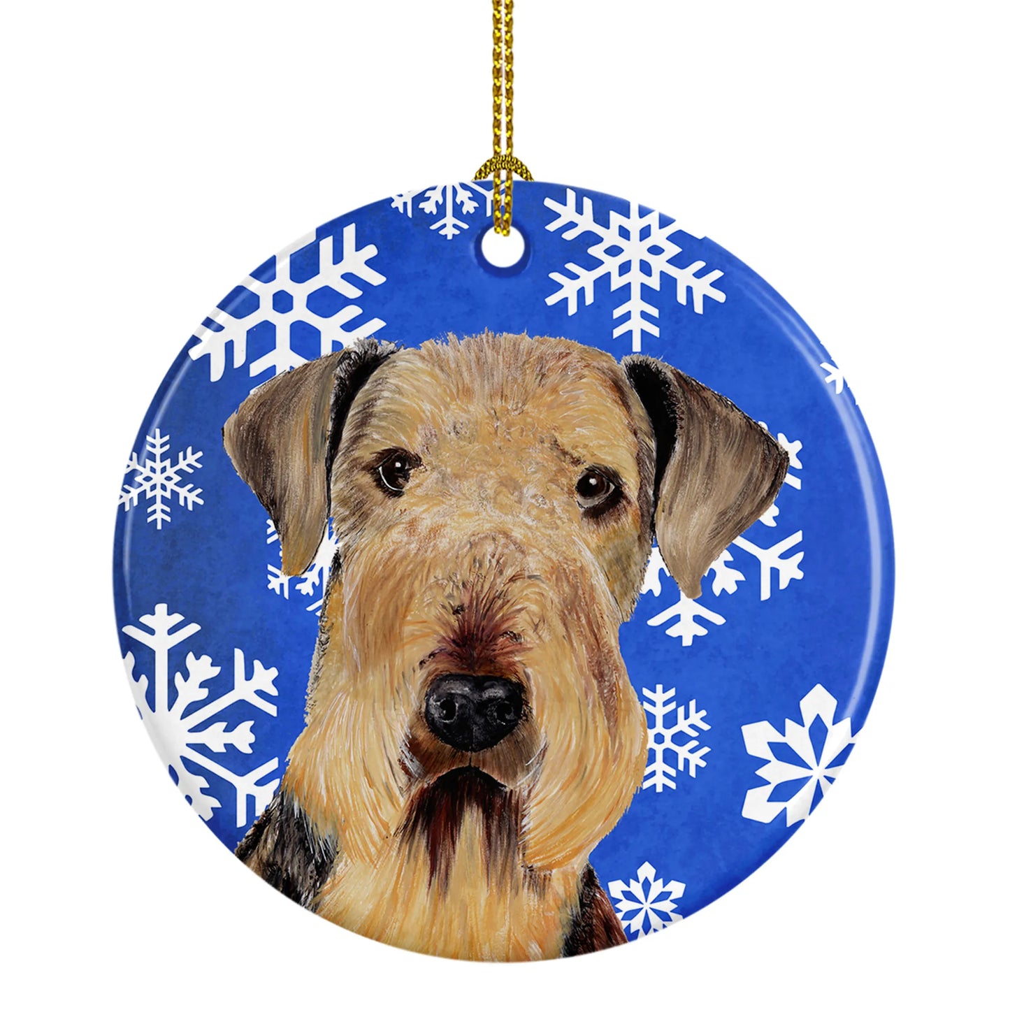 Holiday Dog on Ceramic Ornament - Size: 2.8 X 2.8 | Pack Of: 1