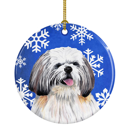 Holiday Dog on Ceramic Ornament - Size: 2.8 X 2.8 | Pack Of: 1