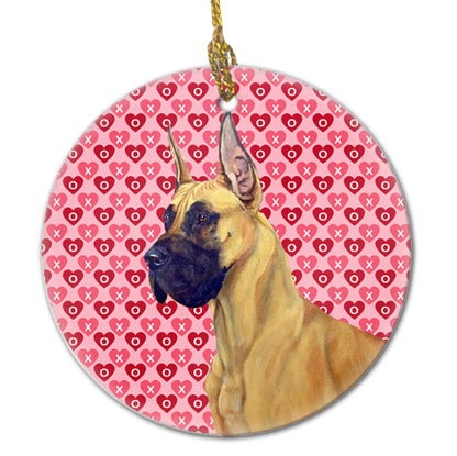 Valentine's Day Dog Portrait Ceramic Ornament