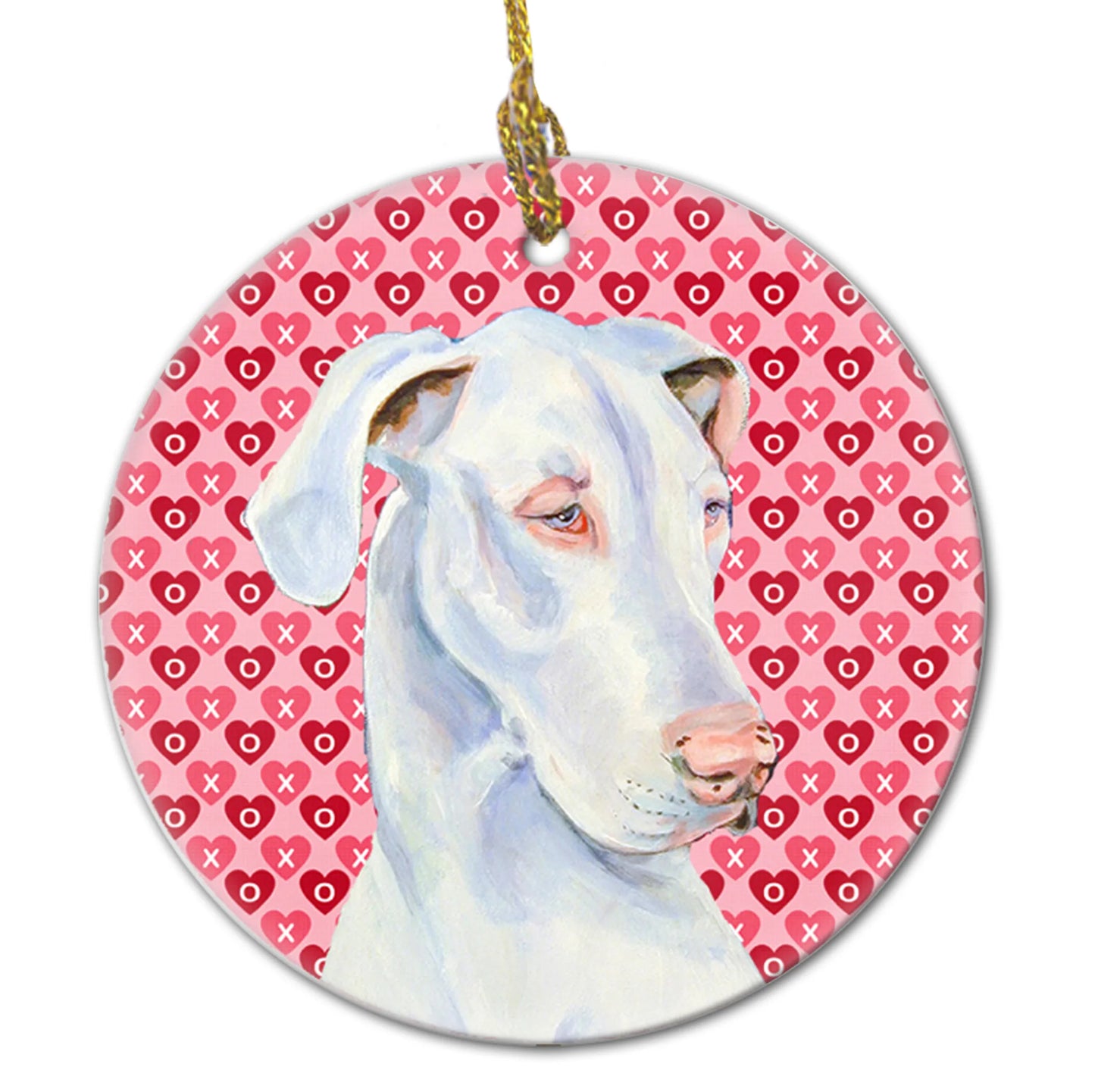 Valentine's Day Dog Portrait Ceramic Ornament