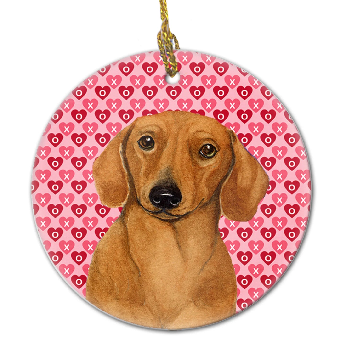 Valentine's Day Dog Portrait Ceramic Ornament