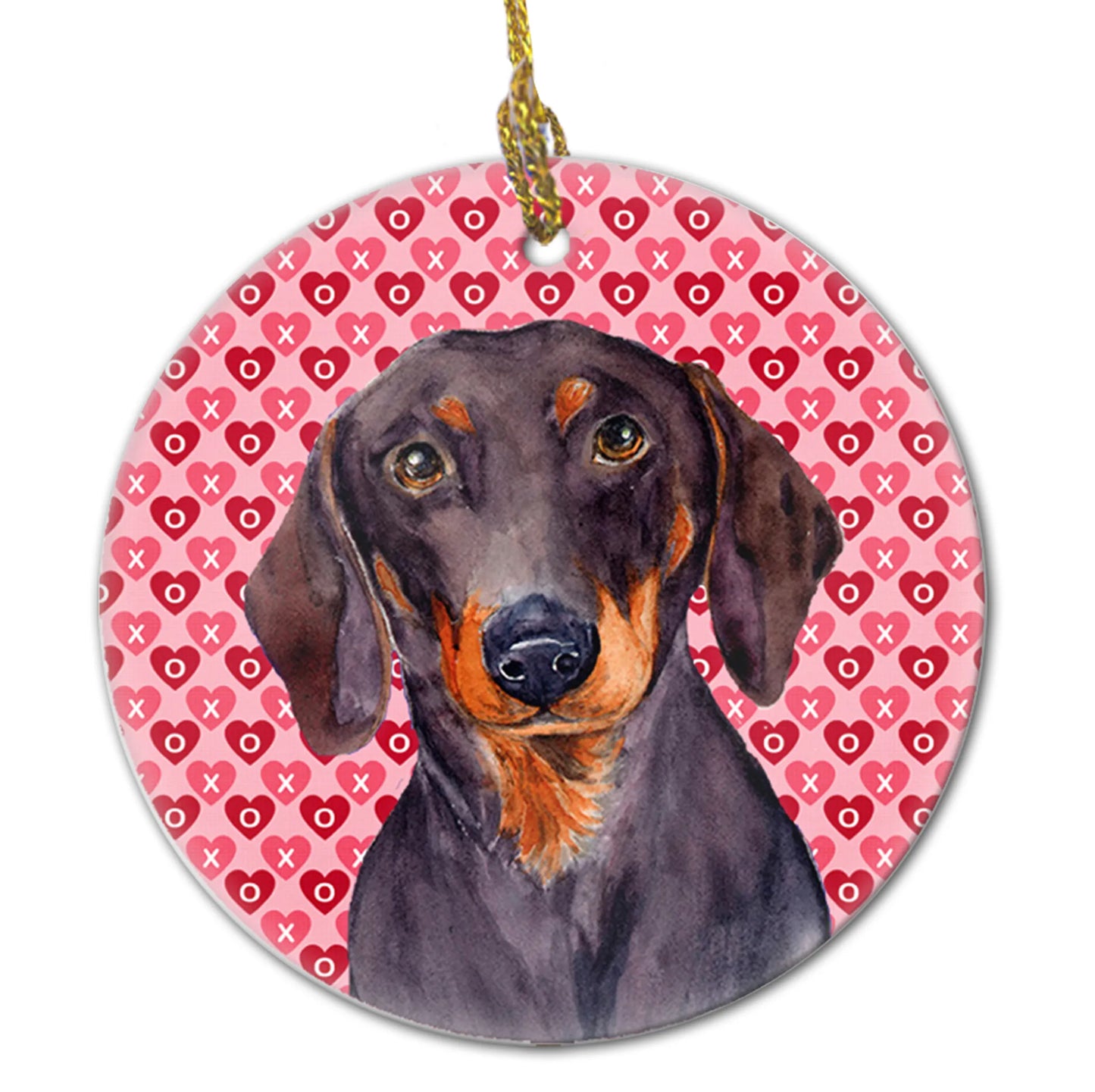 Valentine's Day Dog Portrait Ceramic Ornament