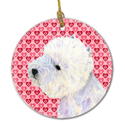 Valentine's Day Dog Portrait Ceramic Ornament