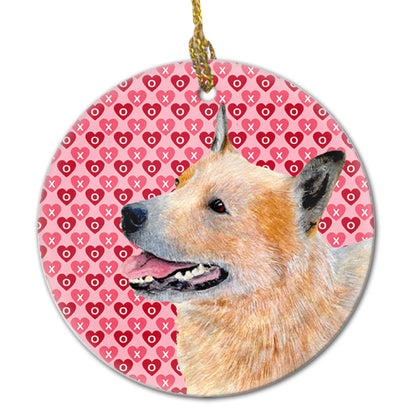 Valentine's Day Dog Portrait Ceramic Ornament