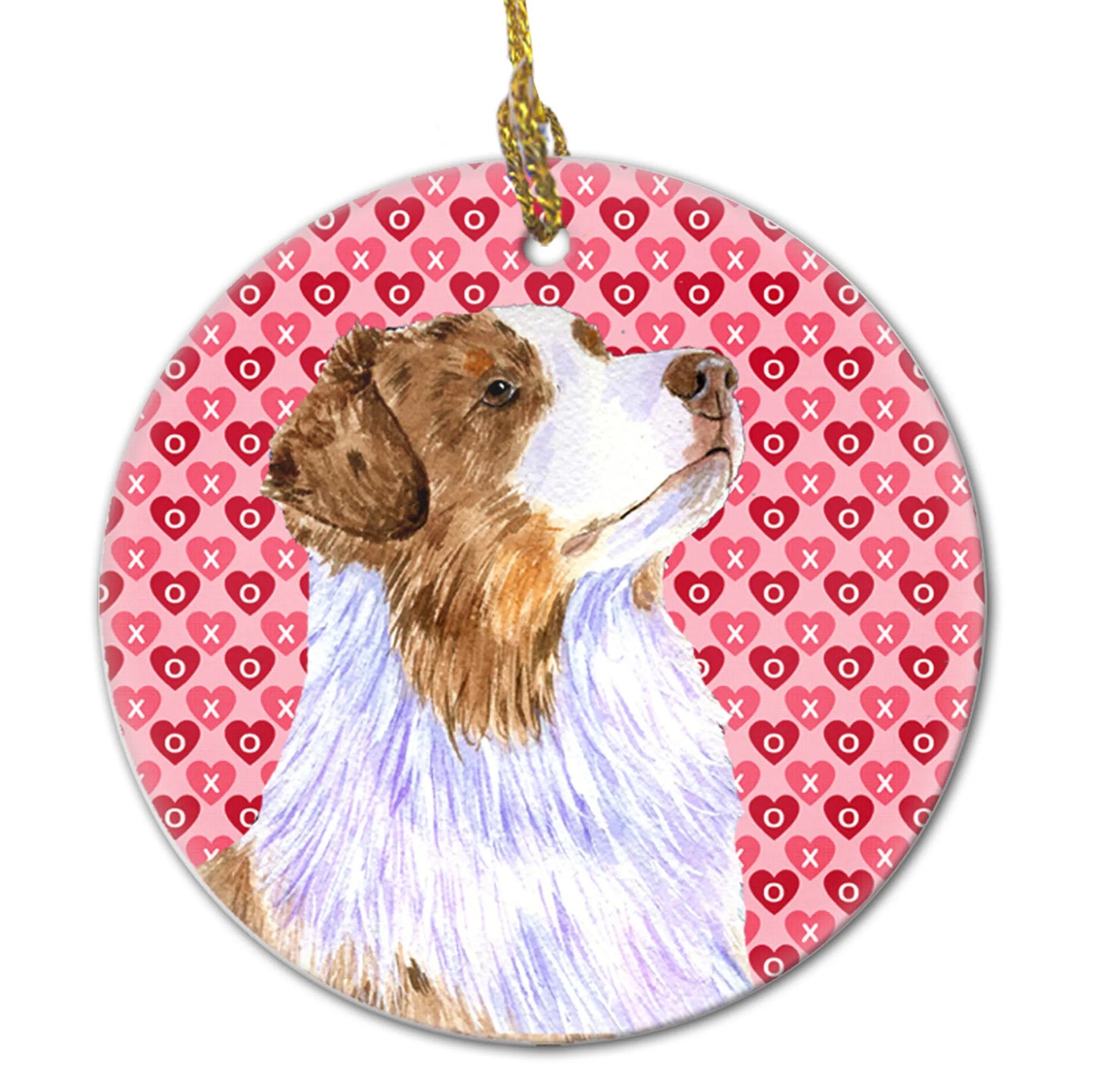 Valentine's Day Dog Portrait Ceramic Ornament