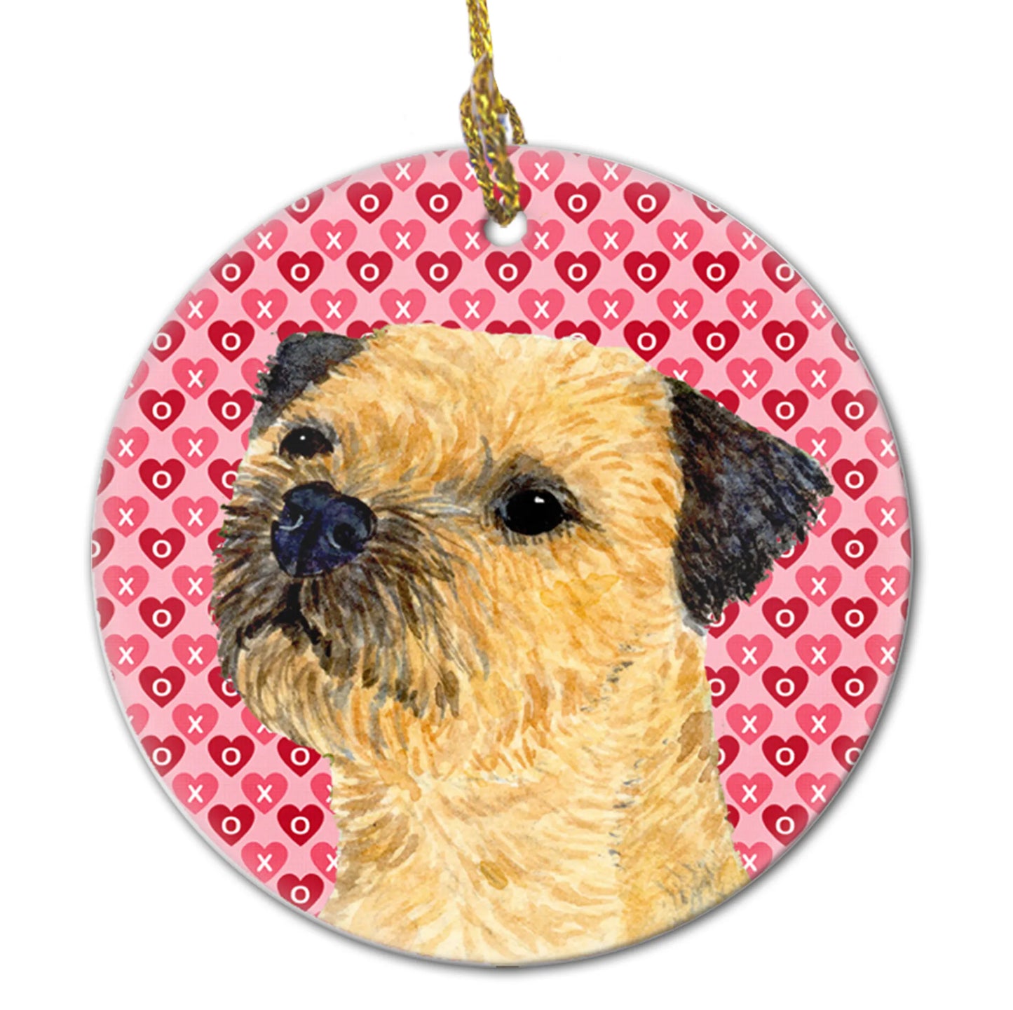 Valentine's Day Dog Portrait Ceramic Ornament