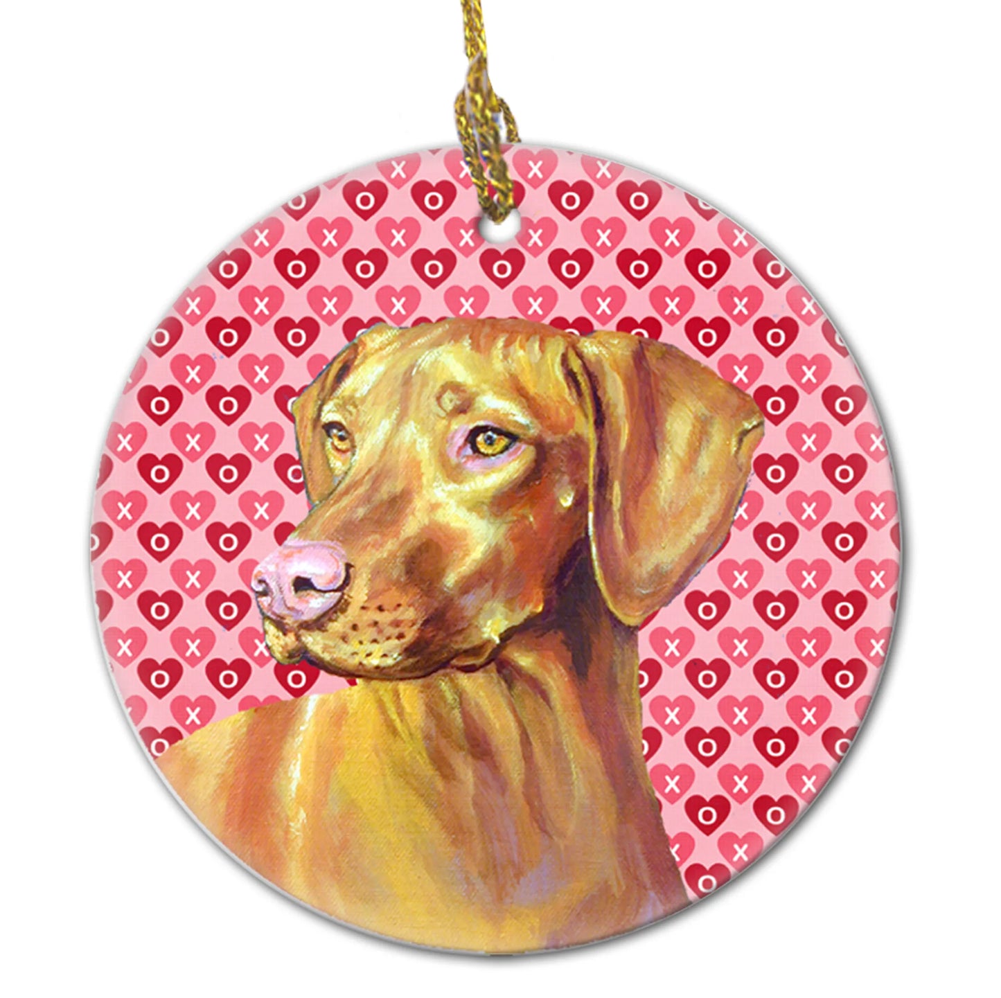 Valentine's Day Dog Portrait Ceramic Ornament