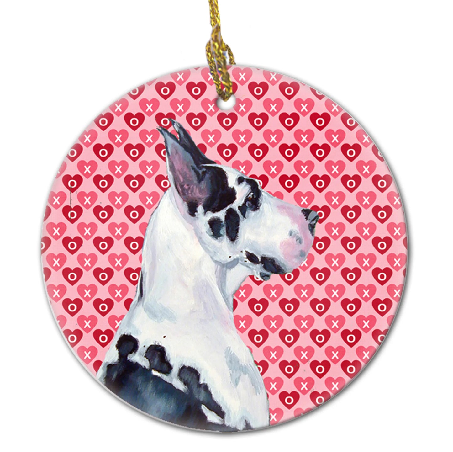 Valentine's Day Dog Portrait Ceramic Ornament