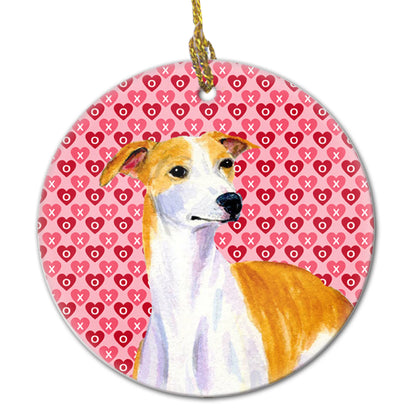 Valentine's Day Dog Portrait Ceramic Ornament