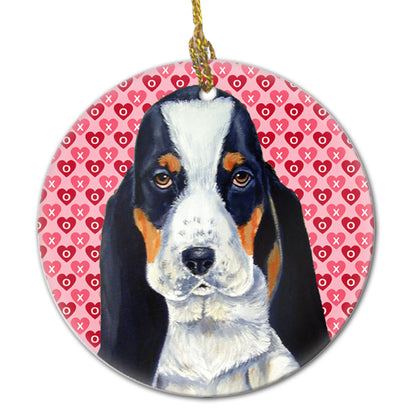 Valentine's Day Dog Portrait Ceramic Ornament