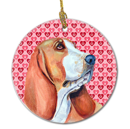 Valentine's Day Dog Portrait Ceramic Ornament