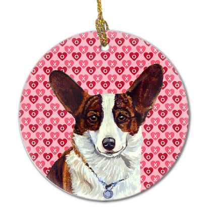 Valentine's Day Dog Portrait Ceramic Ornament