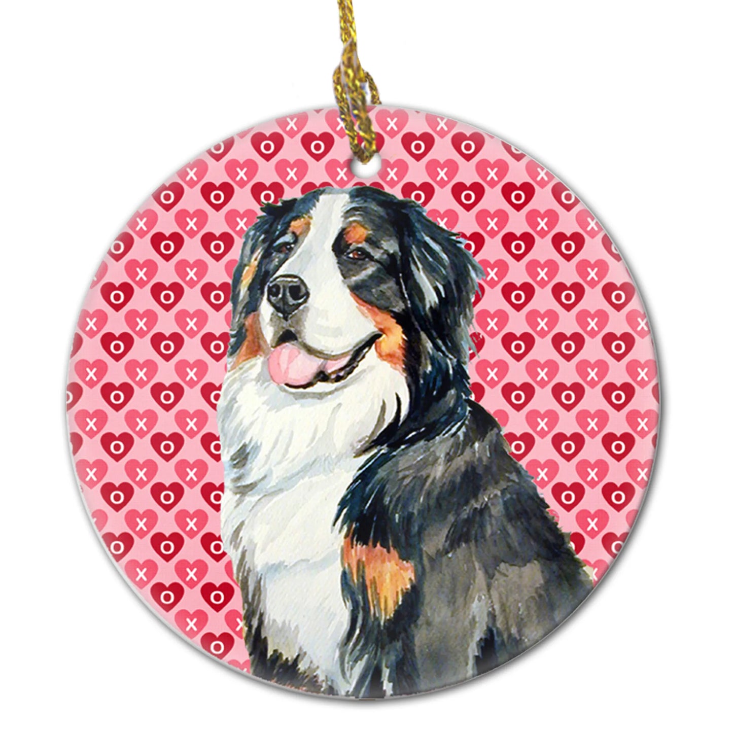 Valentine's Day Dog Portrait Ceramic Ornament