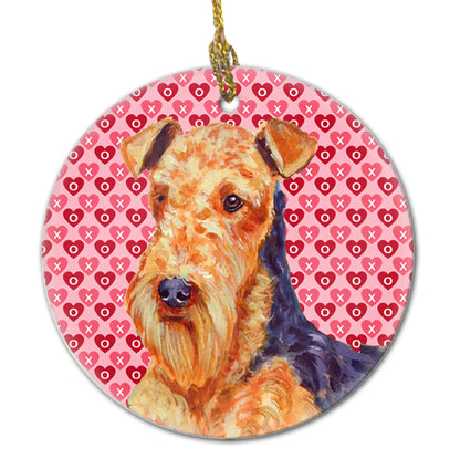 Valentine's Day Dog Portrait Ceramic Ornament