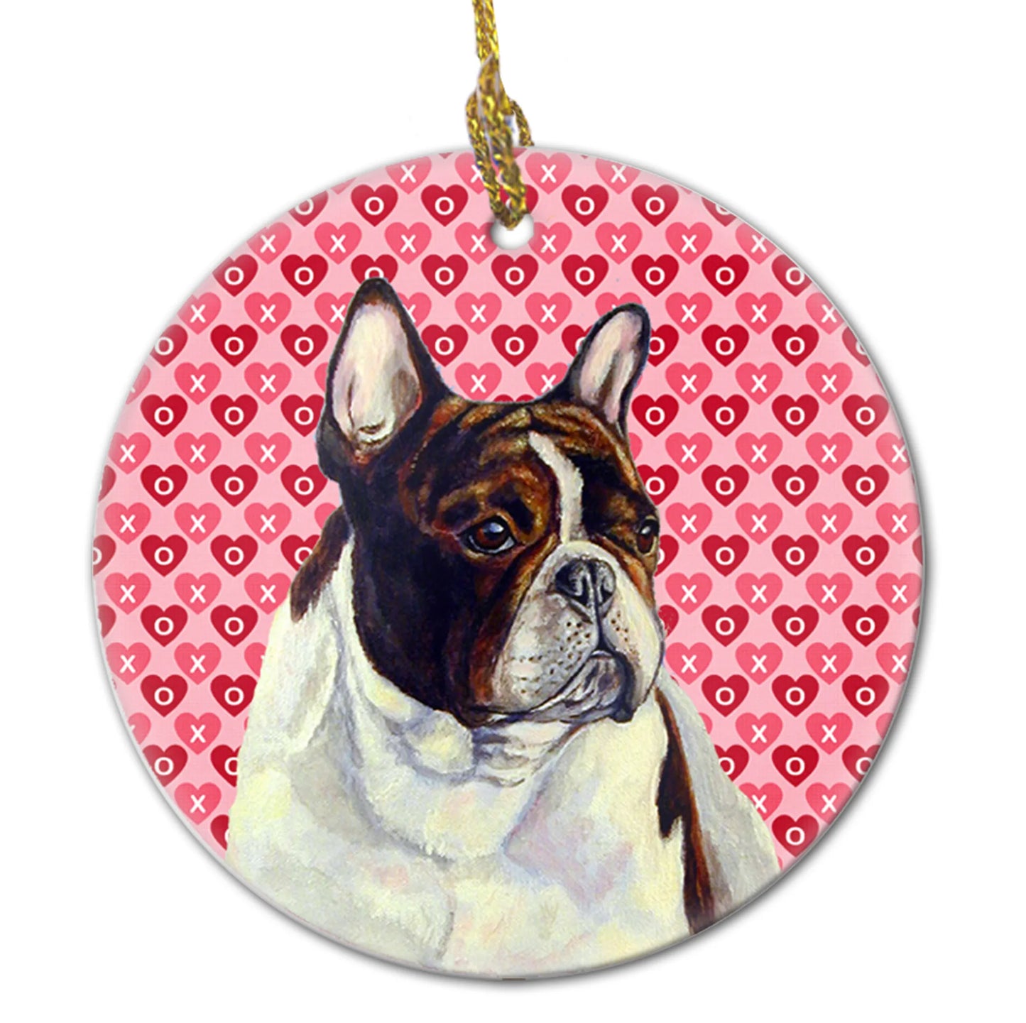 Valentine's Day Dog Portrait Ceramic Ornament