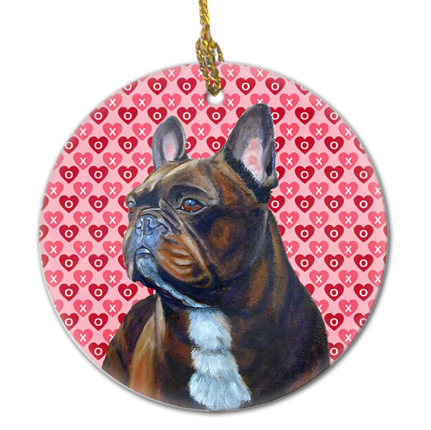 Valentine's Day Dog Portrait Ceramic Ornament