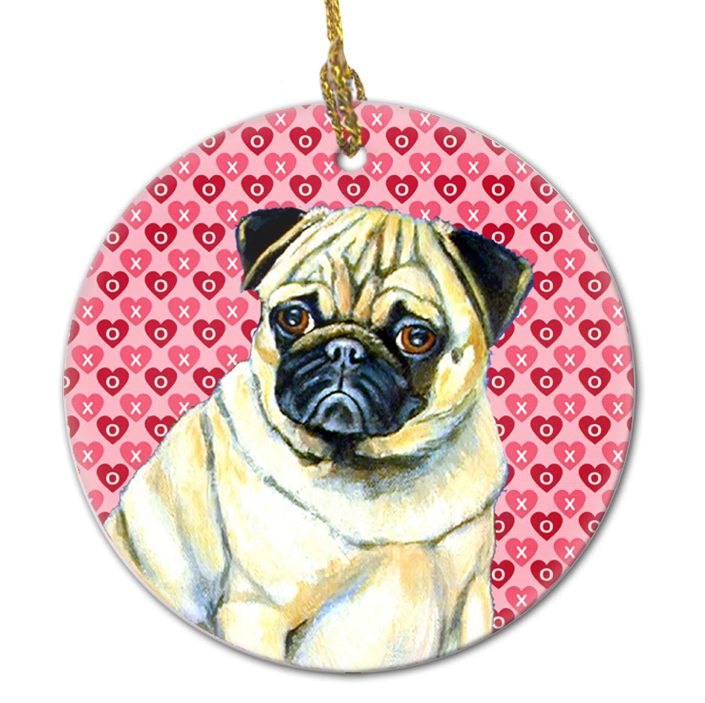 Valentine's Day Dog Portrait Ceramic Ornament