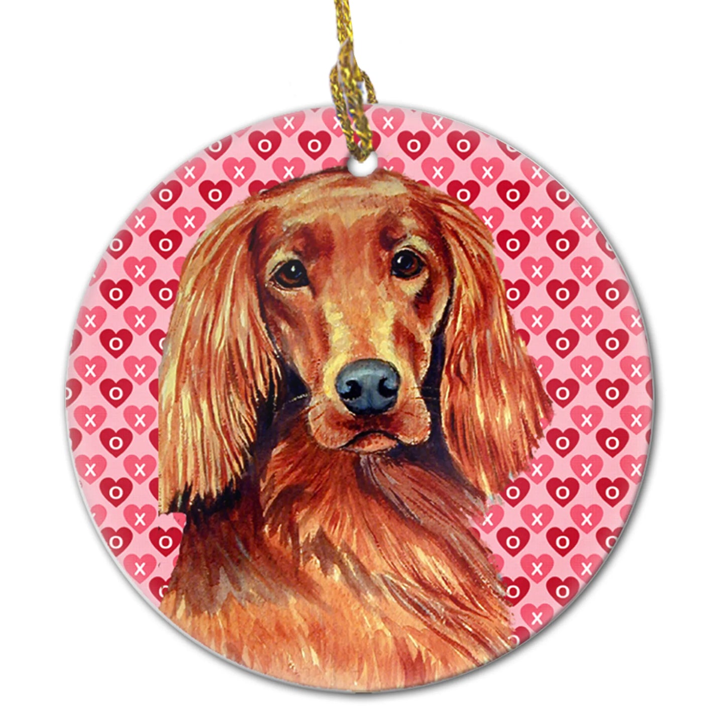 Valentine's Day Dog Portrait Ceramic Ornament