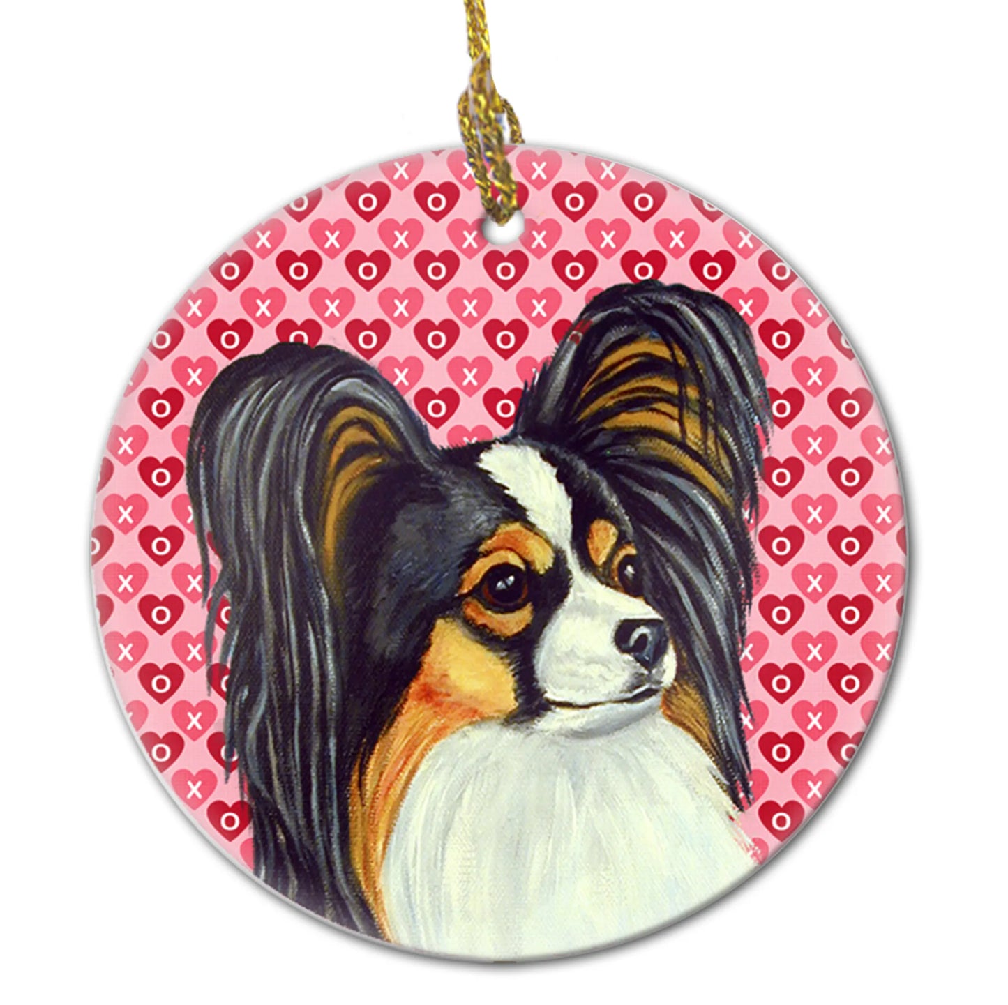 Valentine's Day Dog Portrait Ceramic Ornament