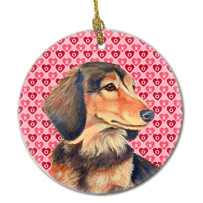 Valentine's Day Dog Portrait Ceramic Ornament