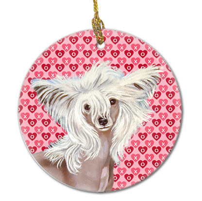 Valentine's Day Dog Portrait Ceramic Ornament