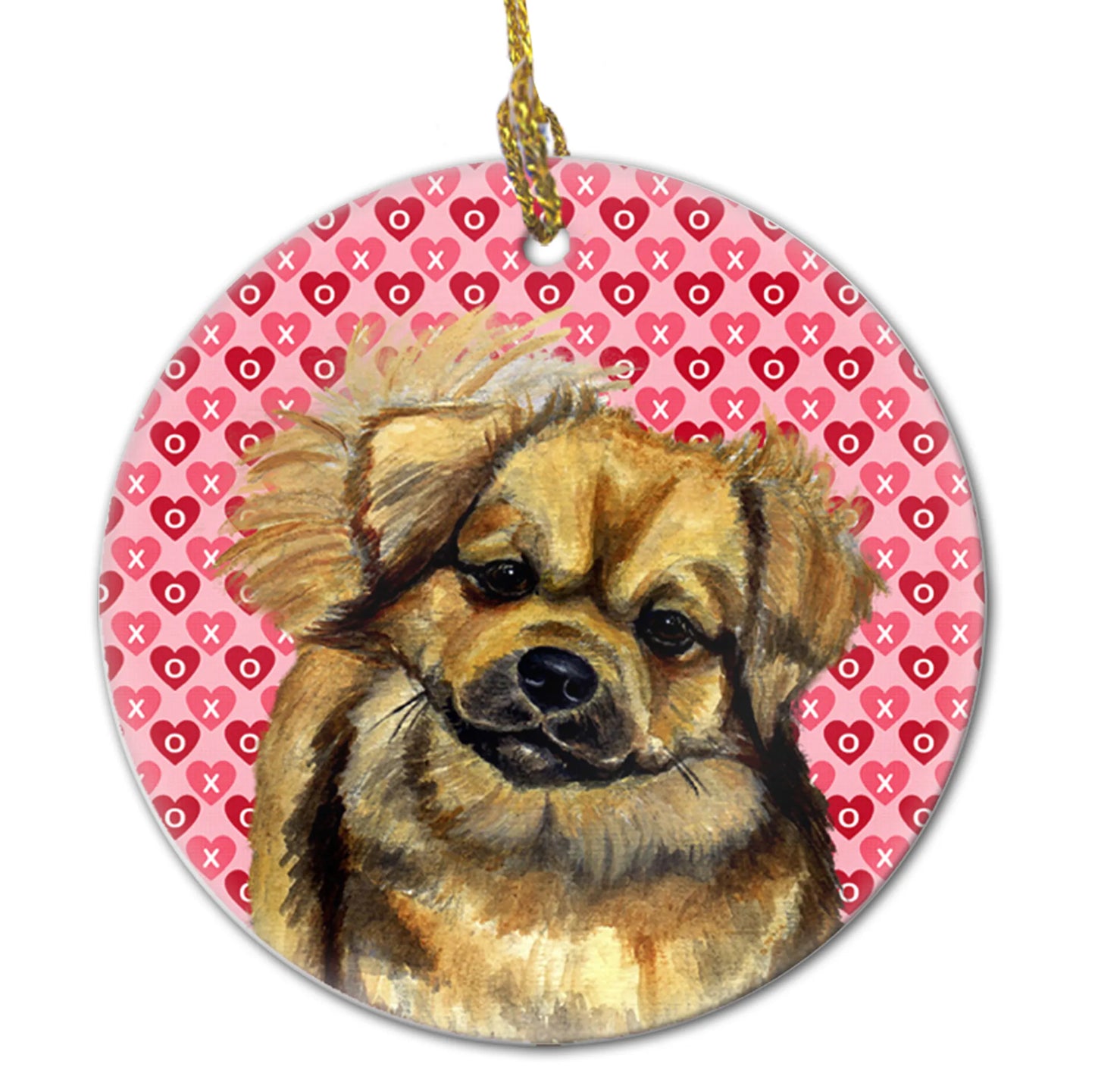 Valentine's Day Dog Portrait Ceramic Ornament