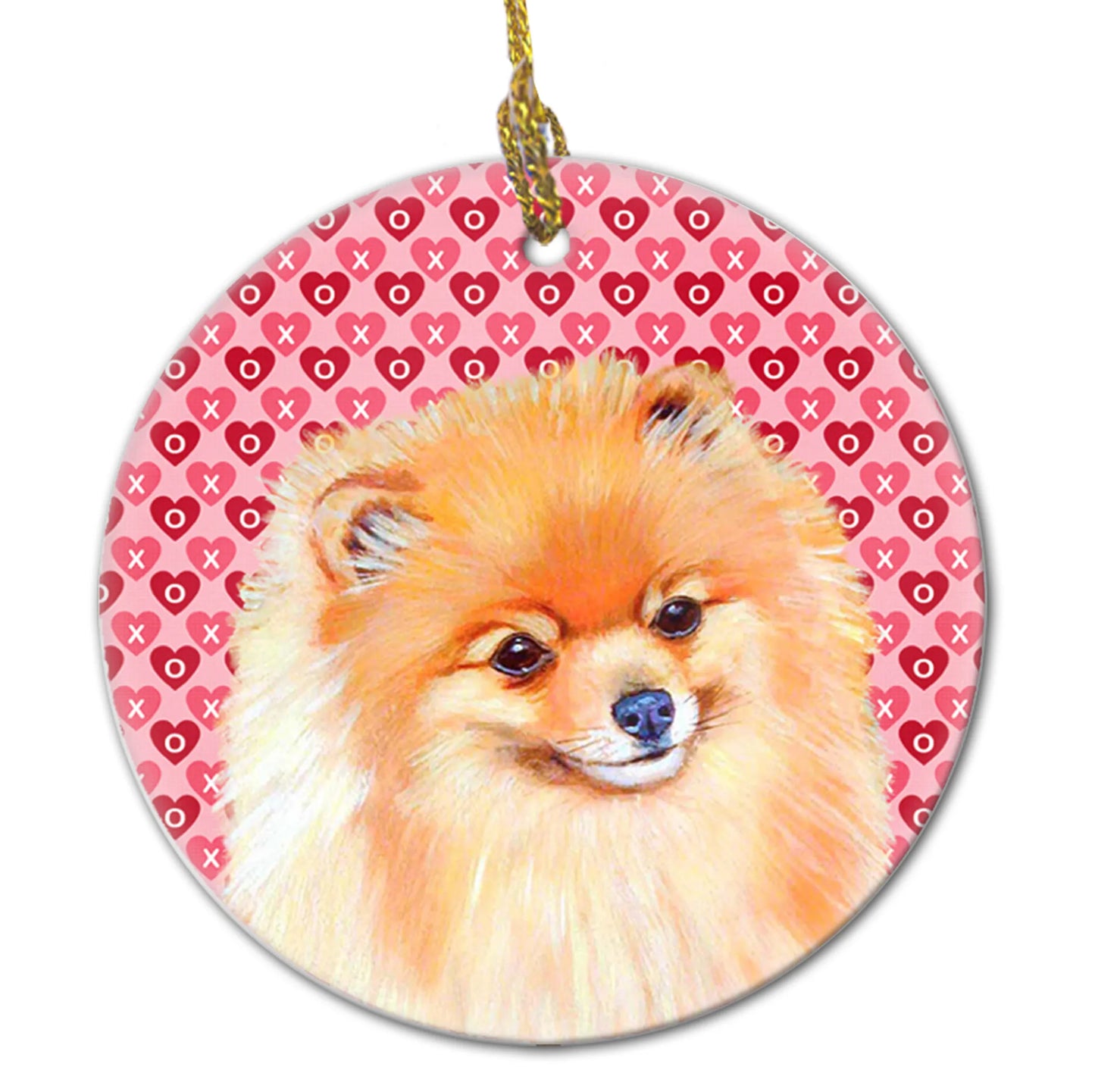 Valentine's Day Dog Portrait Ceramic Ornament