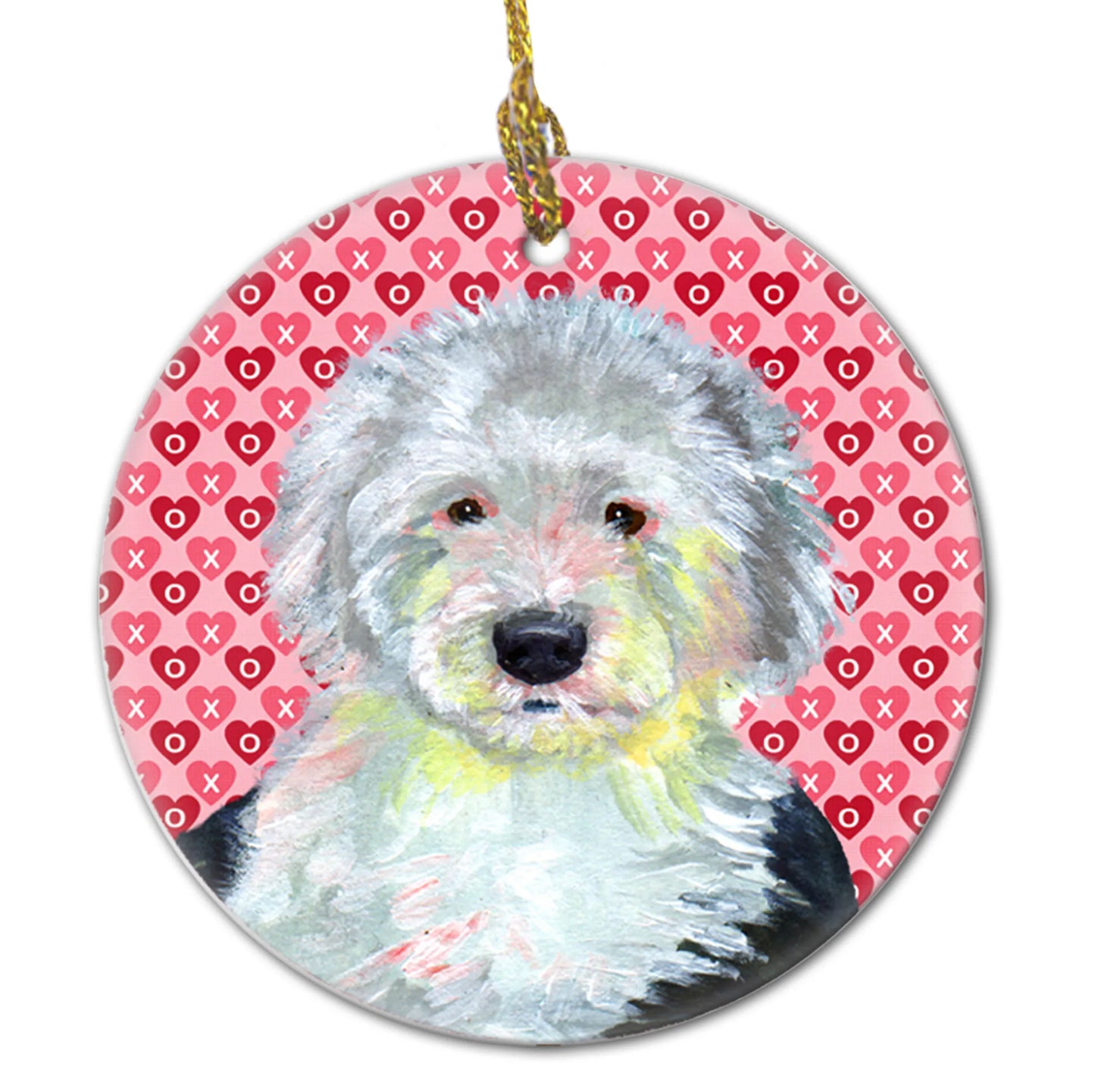 Valentine's Day Dog Portrait Ceramic Ornament