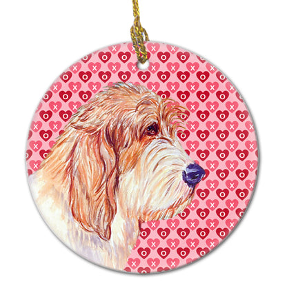 Valentine's Day Dog Portrait Ceramic Ornament