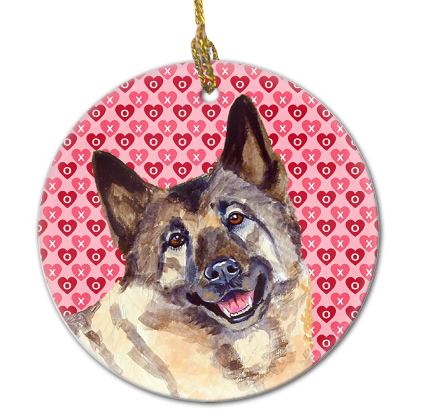 Valentine's Day Dog Portrait Ceramic Ornament