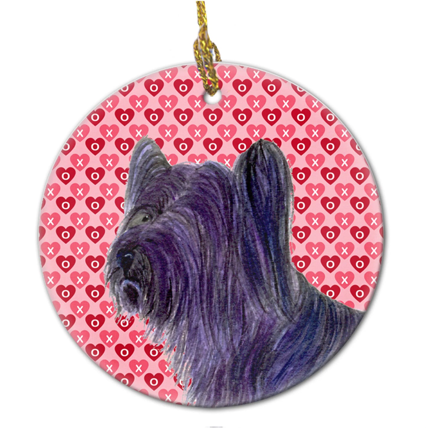 Valentine's Day Dog Portrait Ceramic Ornament