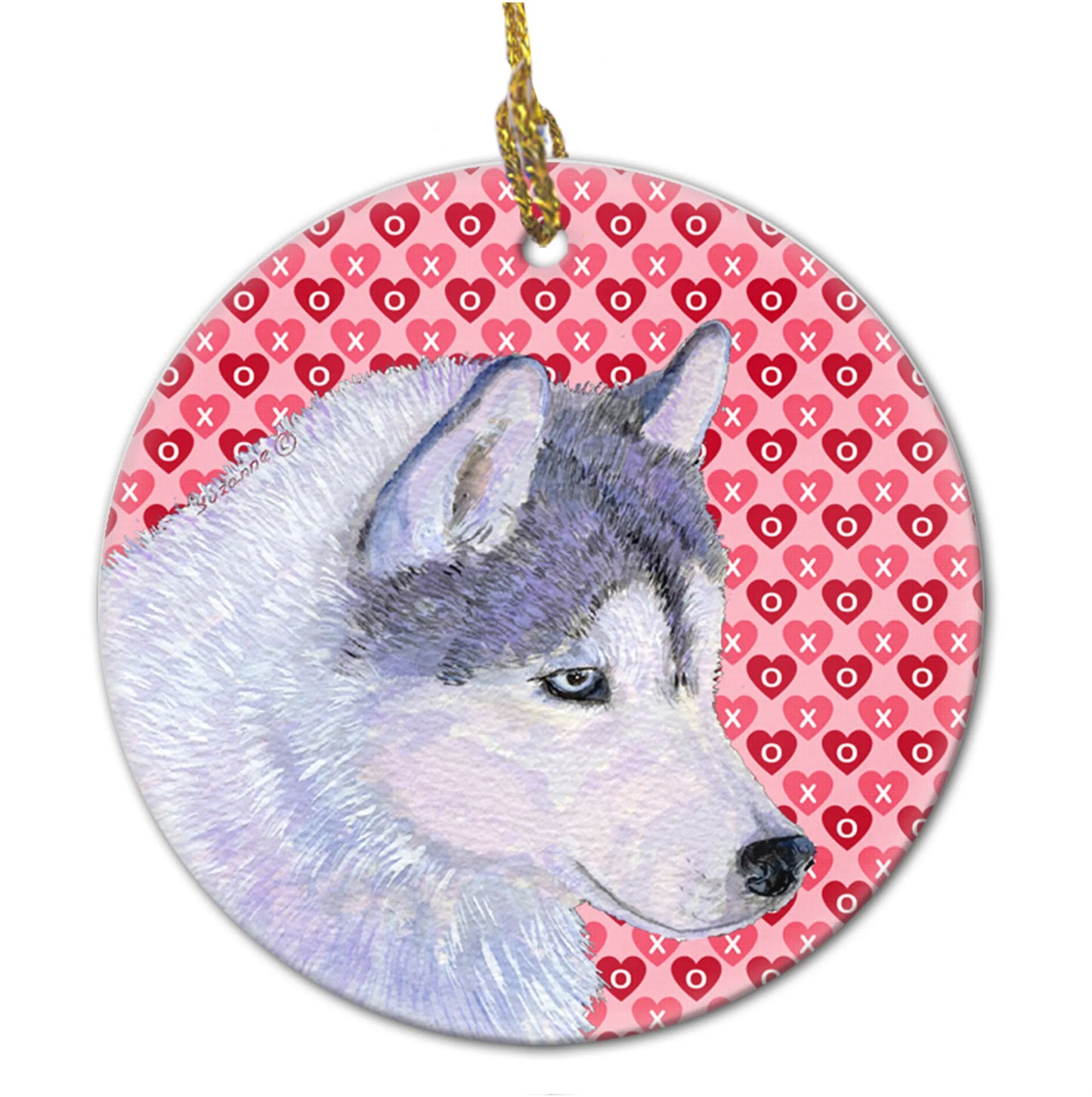 Valentine's Day Dog Portrait Ceramic Ornament