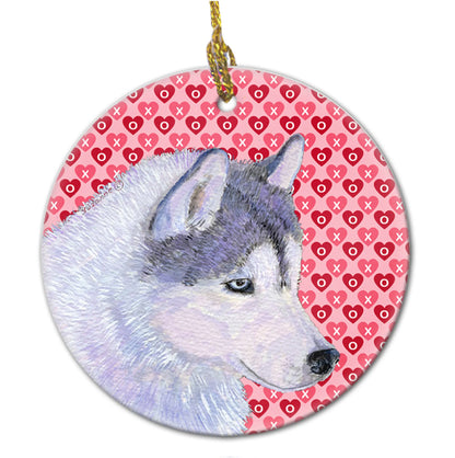 Valentine's Day Dog Portrait Ceramic Ornament