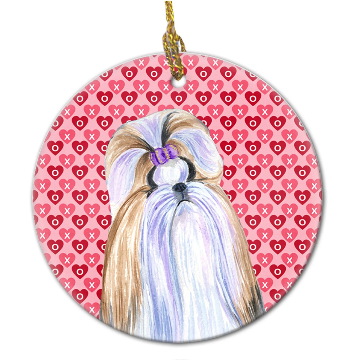 Valentine's Day Dog Portrait Ceramic Ornament