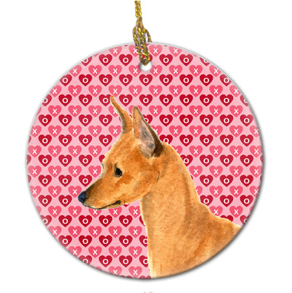 Valentine's Day Dog Portrait Ceramic Ornament