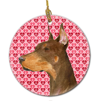 Valentine's Day Dog Portrait Ceramic Ornament