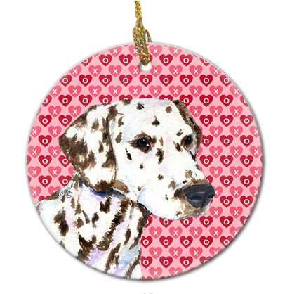 Valentine's Day Dog Portrait Ceramic Ornament