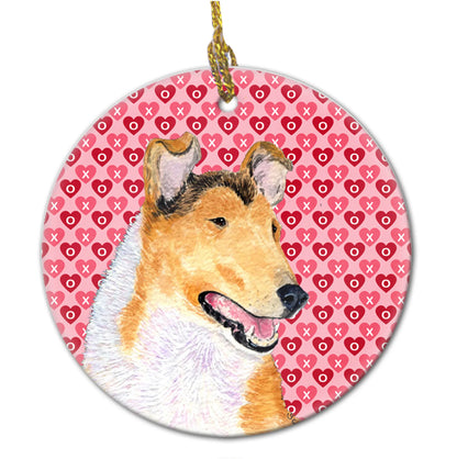 Valentine's Day Dog Portrait Ceramic Ornament