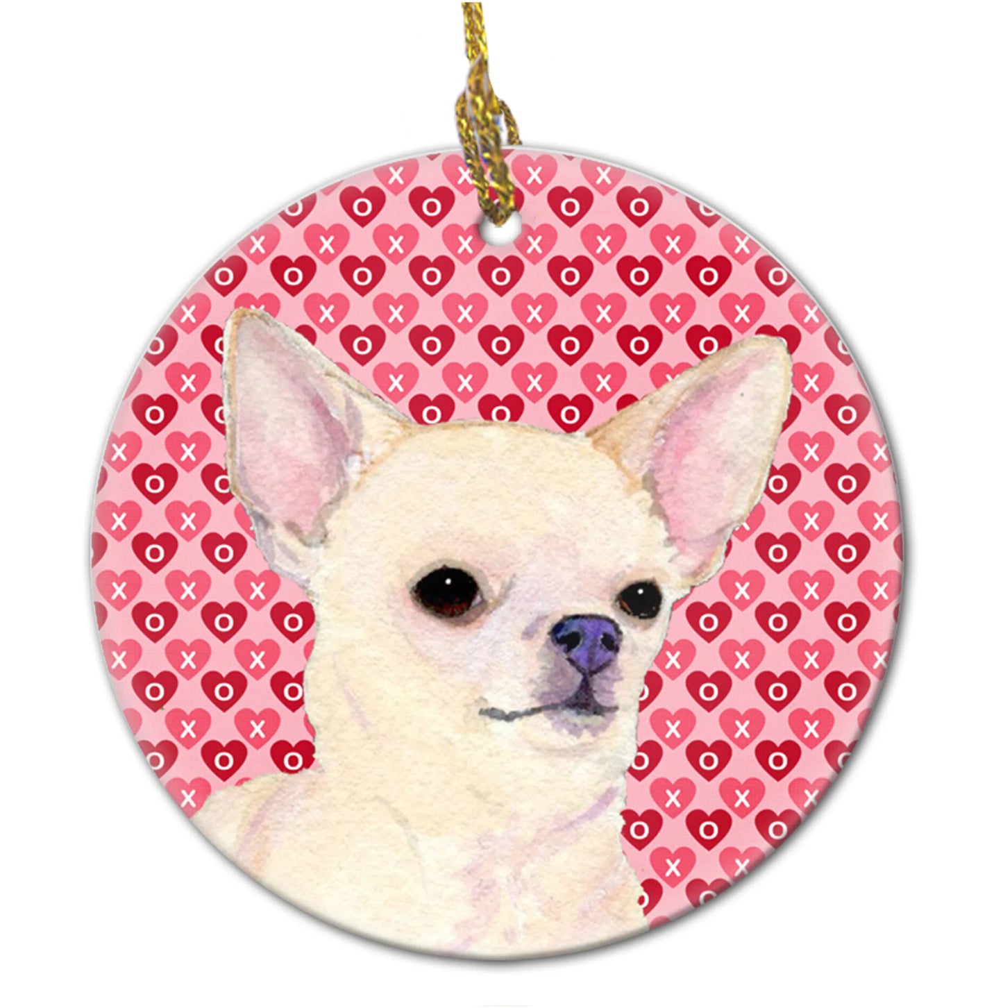 Valentine's Day Dog Portrait Ceramic Ornament