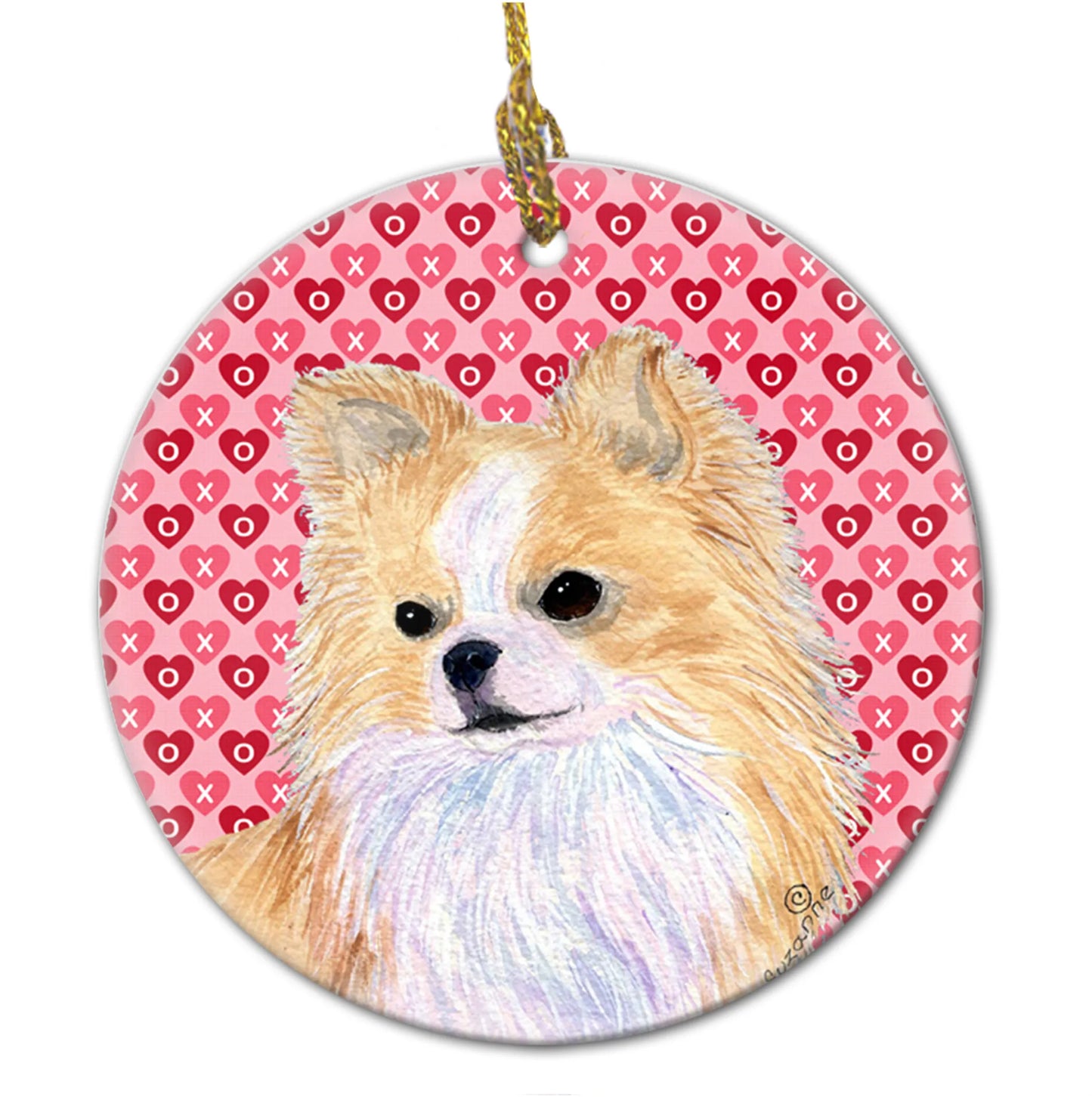 Valentine's Day Dog Portrait Ceramic Ornament