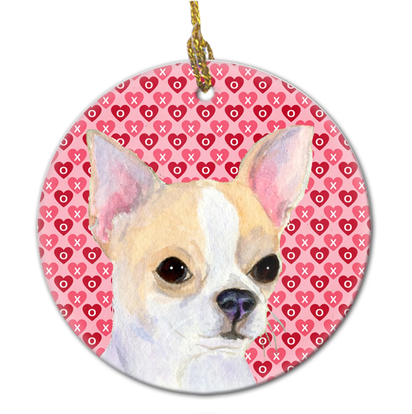 Valentine's Day Dog Portrait Ceramic Ornament