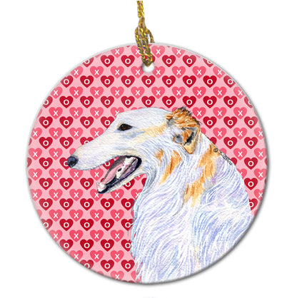 Valentine's Day Dog Portrait Ceramic Ornament