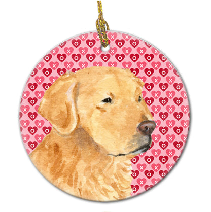 Valentine's Day Dog Portrait Ceramic Ornament