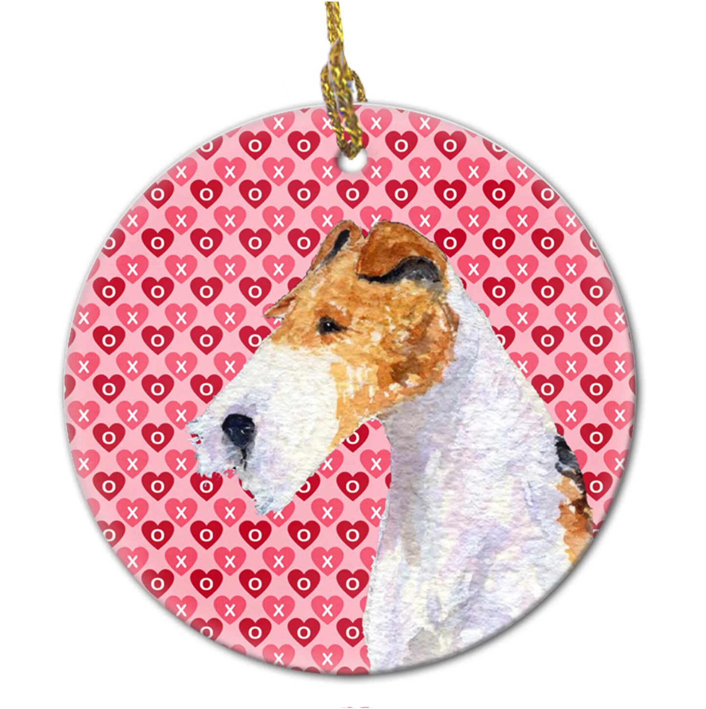 Valentine's Day Dog Portrait Ceramic Ornament