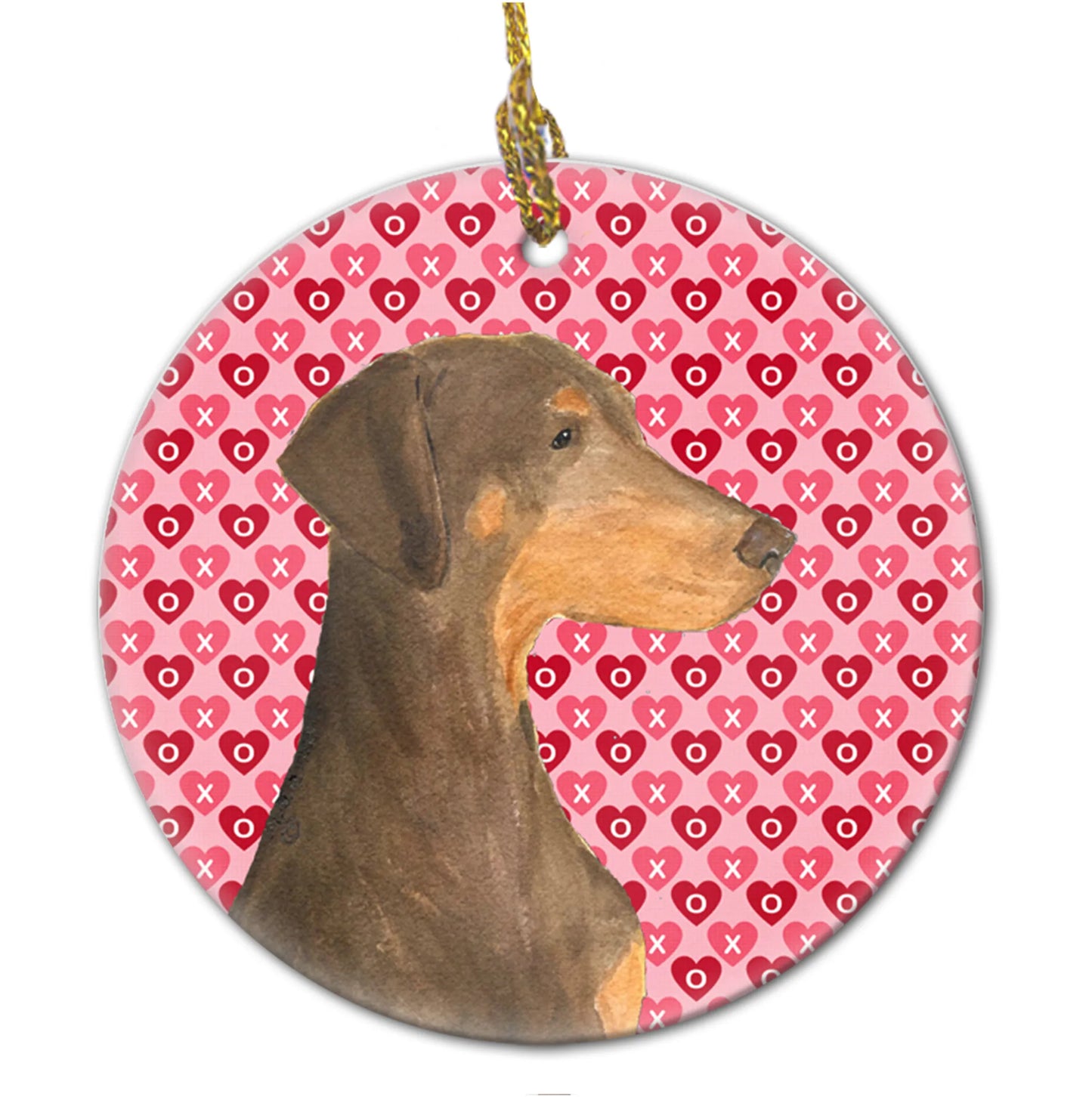 Valentine's Day Dog Portrait Ceramic Ornament