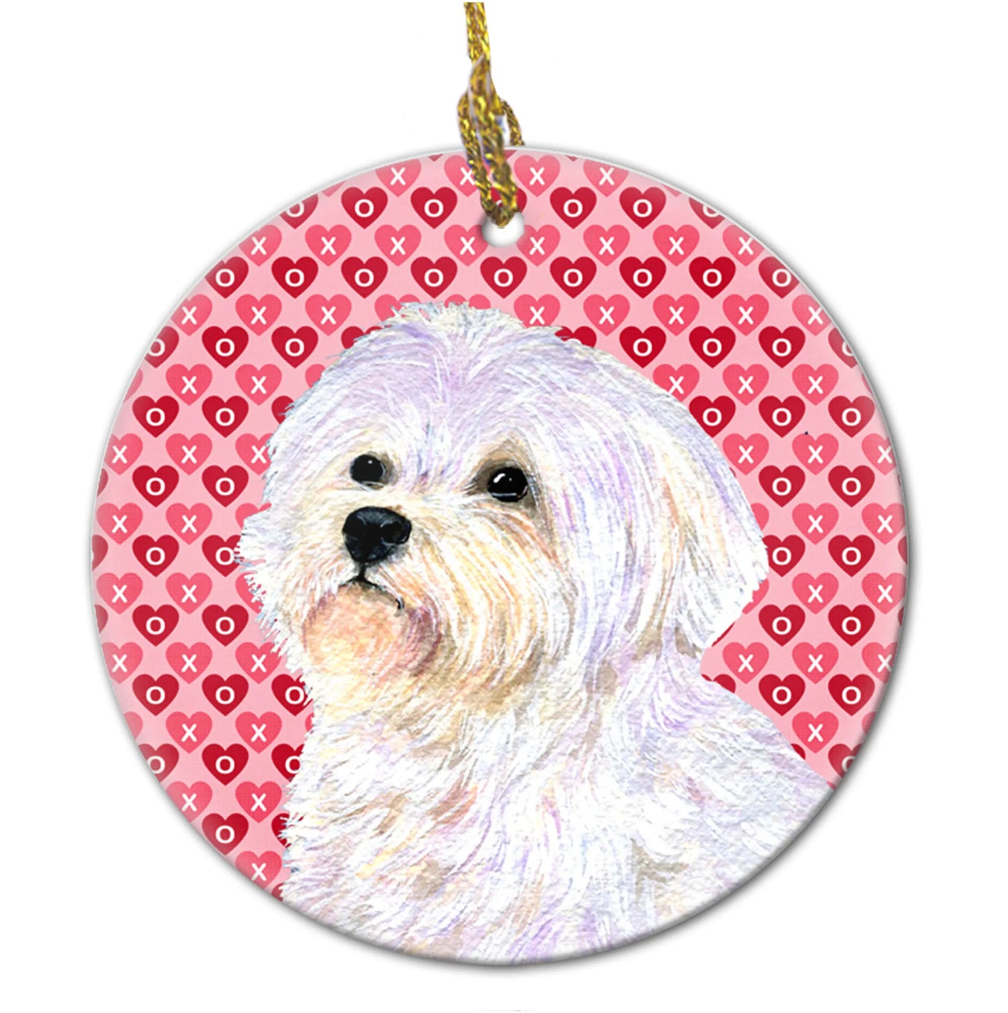 Valentine's Day Dog Portrait Ceramic Ornament