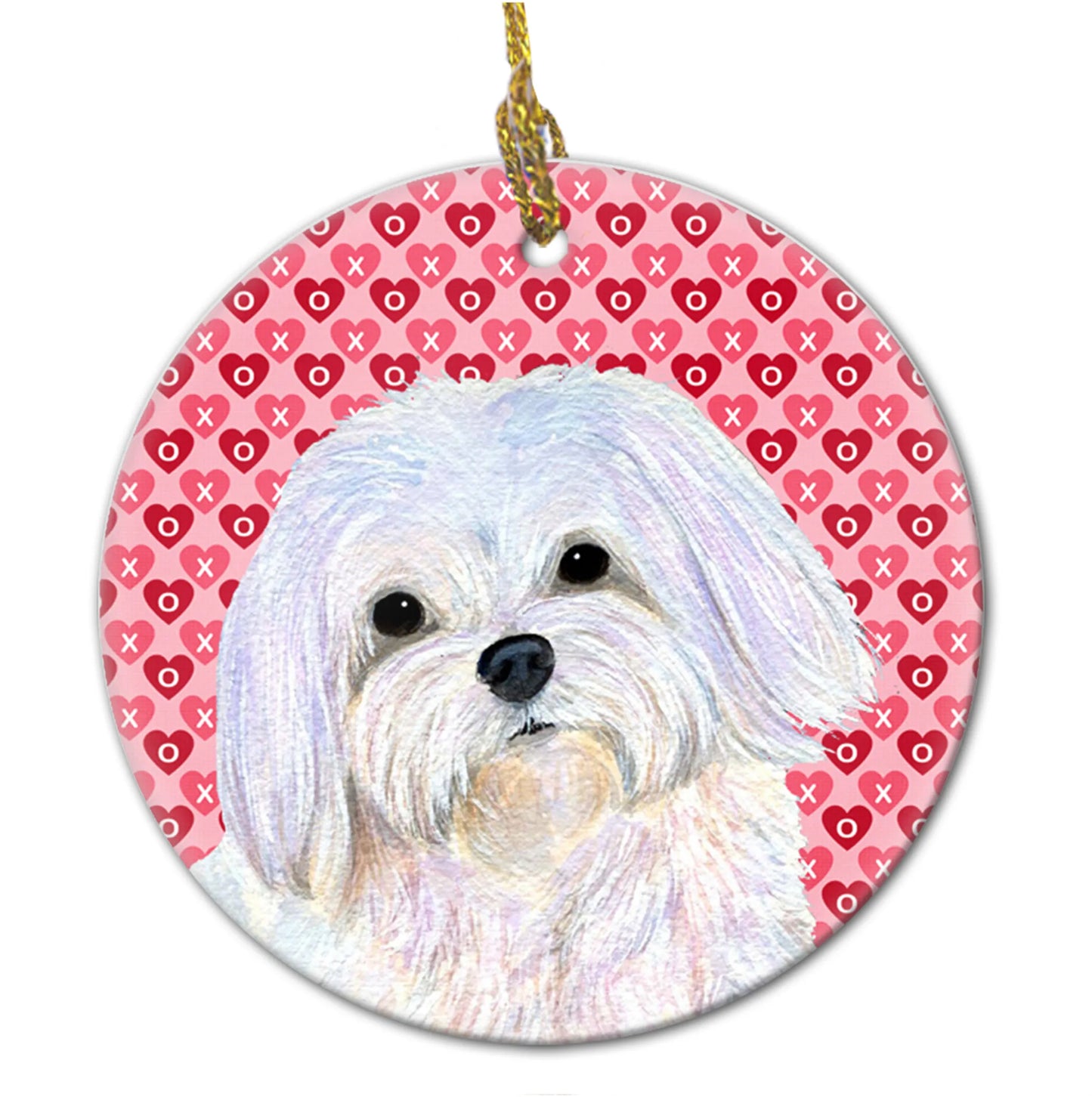 Valentine's Day Dog Portrait Ceramic Ornament