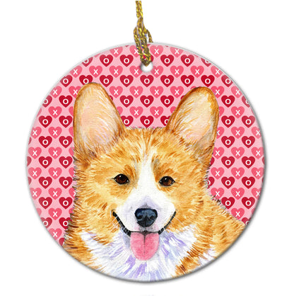 Valentine's Day Dog Portrait Ceramic Ornament