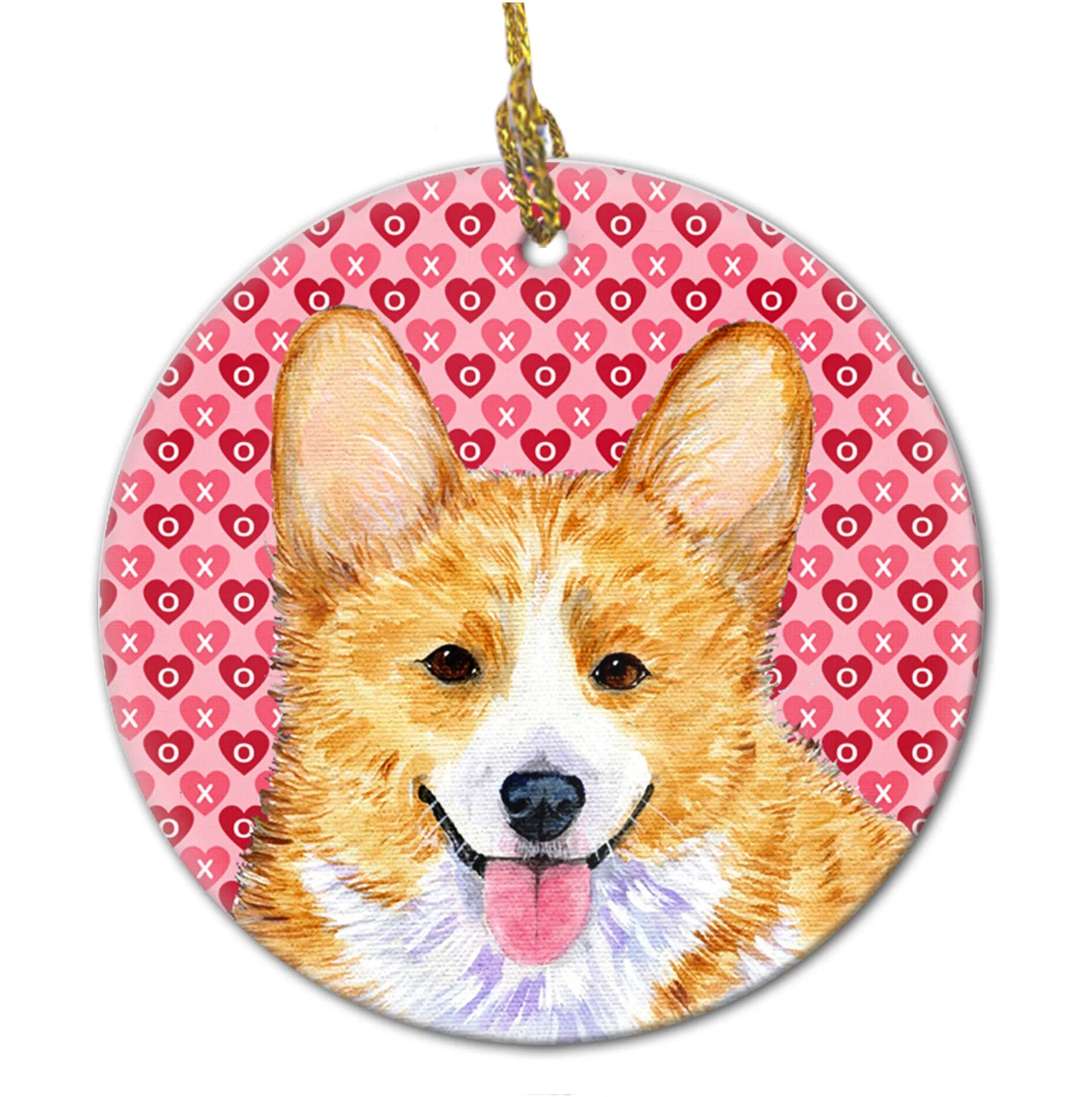 Valentine's Day Dog Portrait Ceramic Ornament