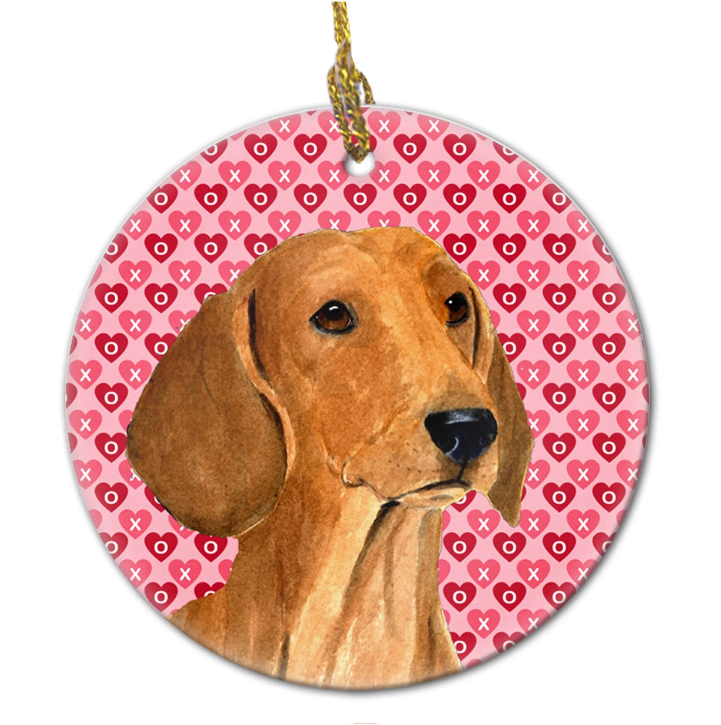 Valentine's Day Dog Portrait Ceramic Ornament